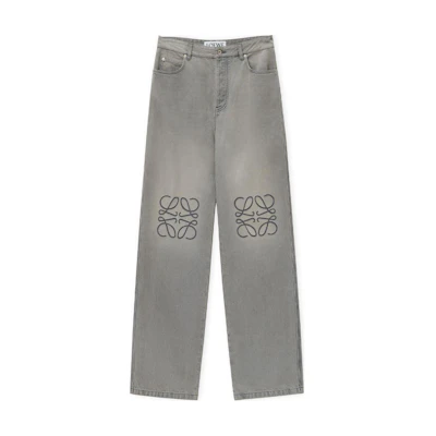 LOEWE Anagram FW24 Logo Patch Relaxed Straight Leg Jeans Men’s Gray Mix. H526Y11W57-1440