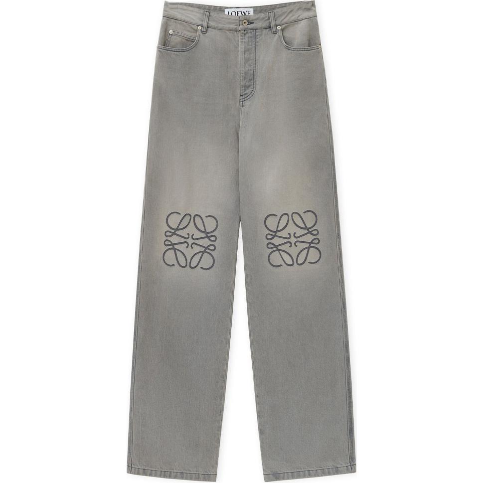Order LOEWE Anagram FW24 Logo Patch Relaxed Straight Leg Jeans Men’s Gray Mix. H526Y11W57-1440