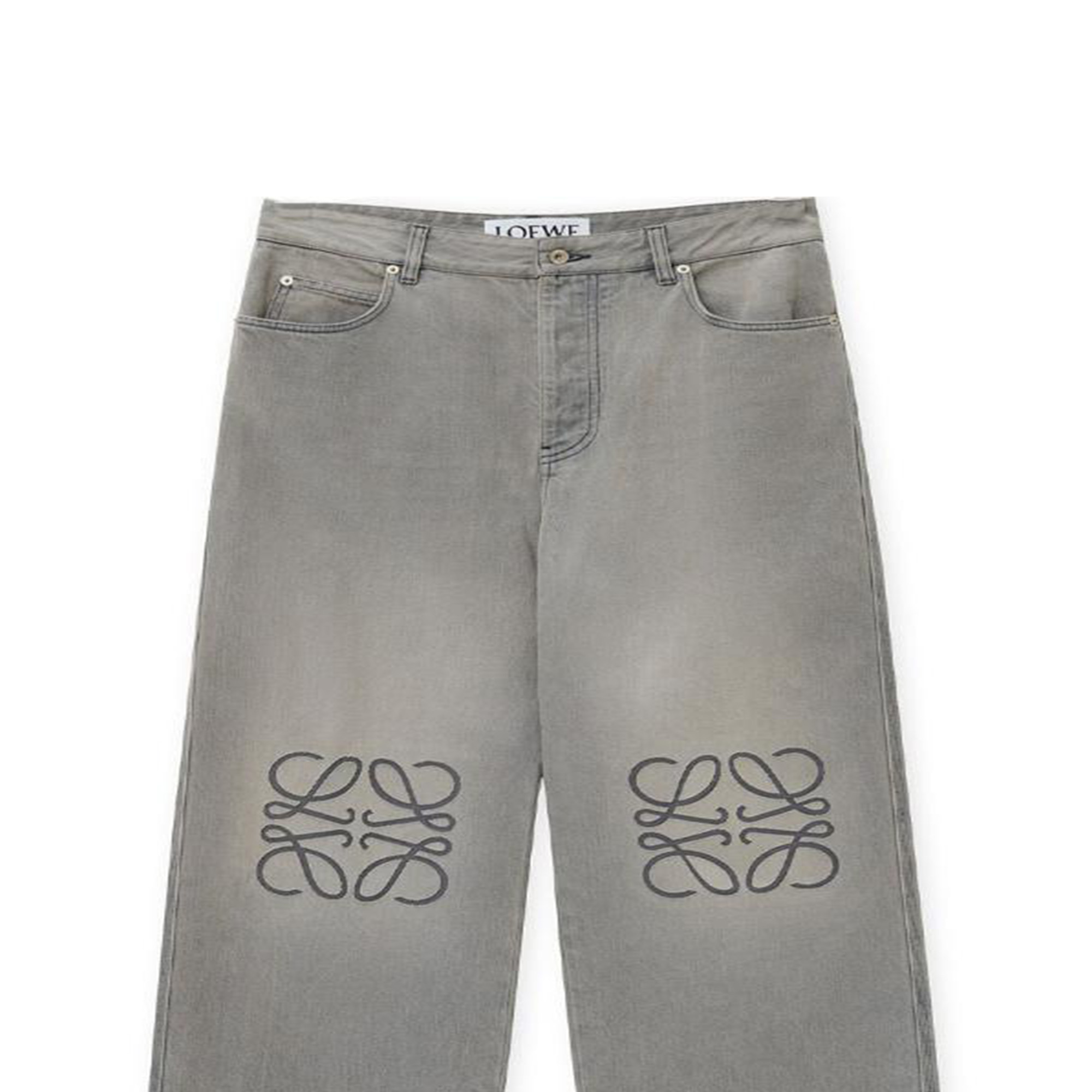 Details for LOEWE Anagram FW24 Logo Patch Relaxed Straight Leg Jeans Men’s Gray Mix. H526Y11W57-1440