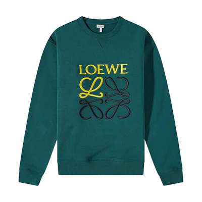 LOEWE Anagram Green Embroidered Logo Cotton Crewneck Sweatshirt. H526Y24J07-4110