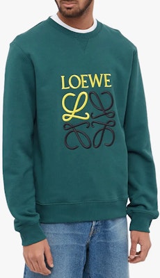 LOEWE Anagram Green Embroidered Logo Cotton Crewneck Sweatshirt. H526Y24J07-4110 Shop LOEWE Anagram Green Embroidered Logo Cotton Crewneck Sweatshirt. H526Y24J07-4110