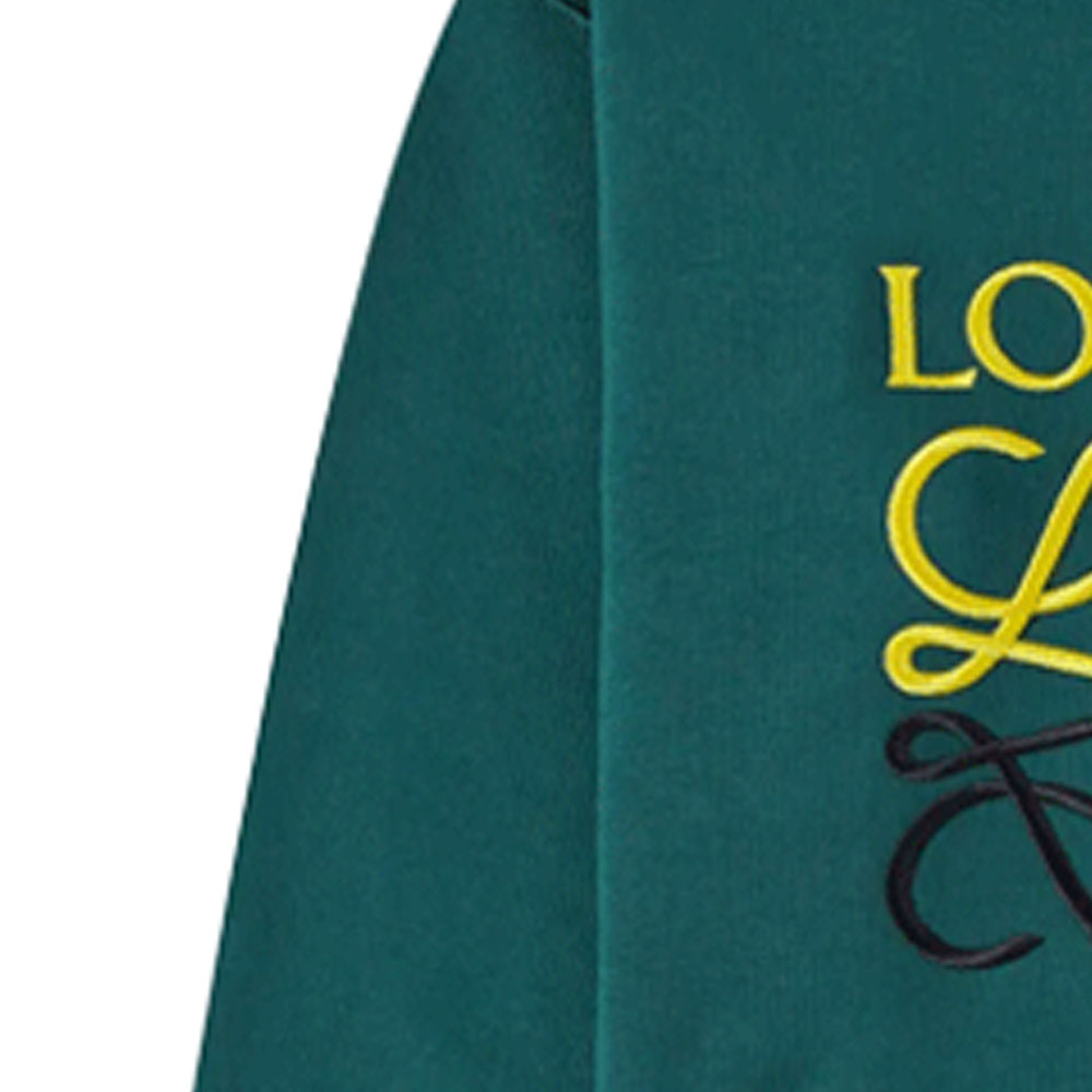 Sizing LOEWE Anagram绿色刺绣标志纯棉圆领卫衣. H526Y24J07-4110