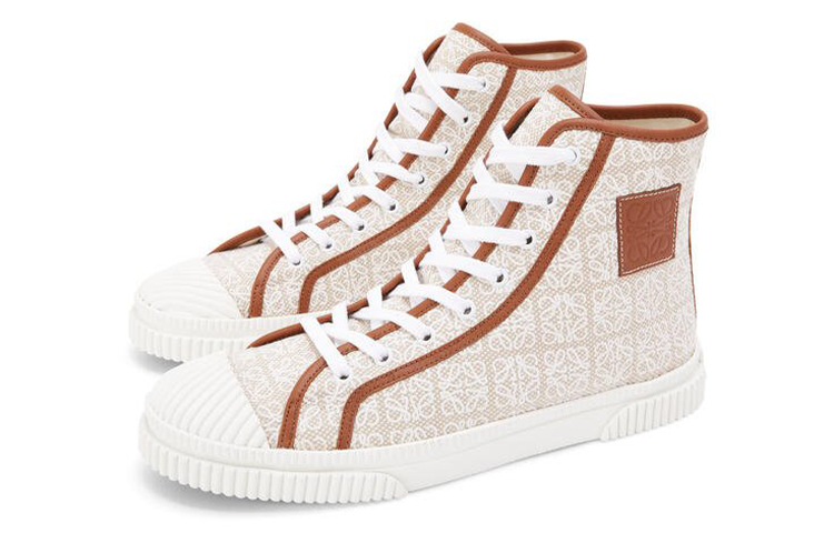 Lookbook LOEWE Anagram High-Top Canvas 'Putih Coklat' M816282X31-2163