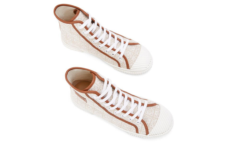 Shop LOEWE Anagram High-Top Canvas 'Putih Coklat' M816282X31-2163