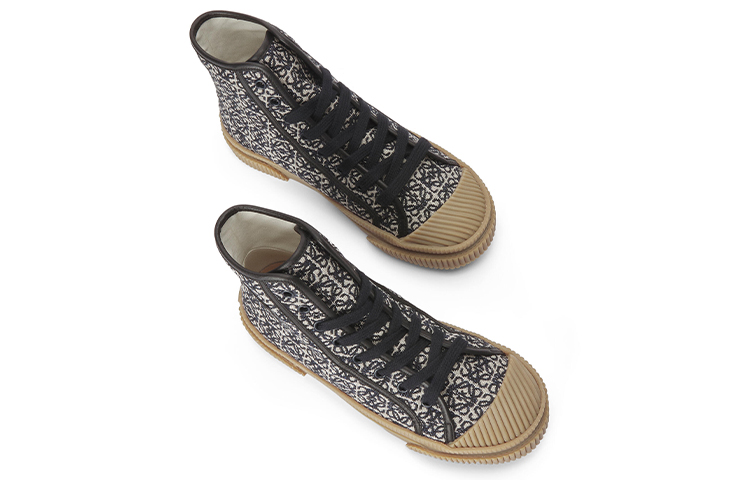 Shop LOEWE Anagram Jacquard und Kalbsleder High-Top Sneaker ''Navy Blau'' M816282X44-5938
