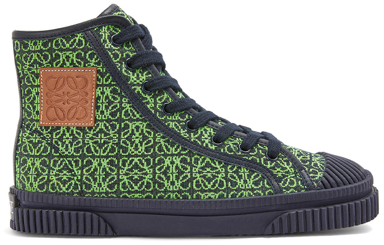 LOEWE Anagram Jacquard and Leather High-Top Sneakers 'Green' 圖 2