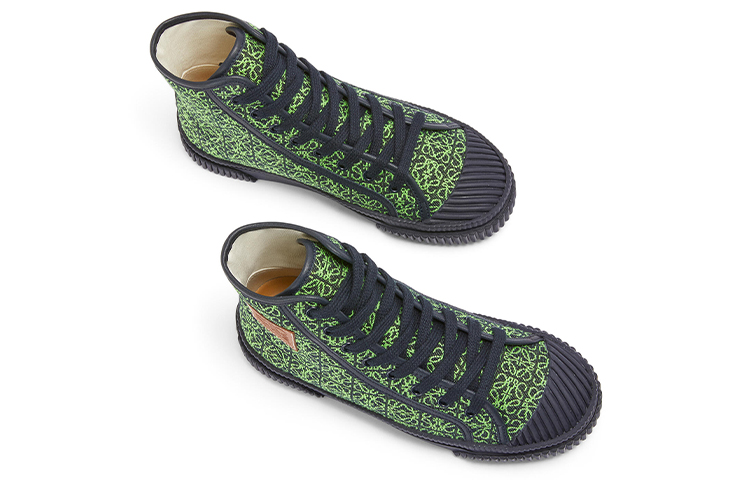 LOEWE Anagram Jacquard and Leather High-Top Sneakers 'Green' 圖 4
