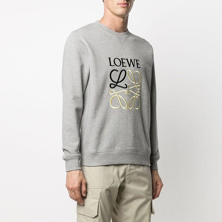 Shop 罗意威 Anagram标志刺绣经典圆领卫衣 男 灰色 H526Y24J01-1440