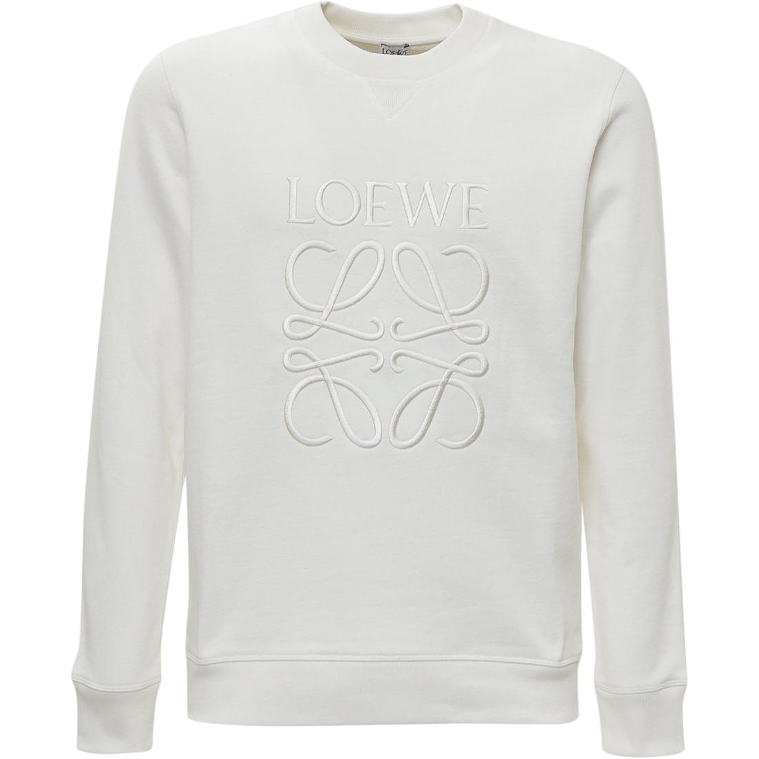 LOEWE Anagram Logo Embroidered Cotton Crewneck Sweatshirt Men’s Off-White H526341XA1-2370