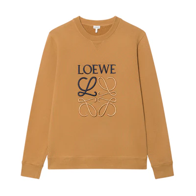 LOEWE Anagram Logo Embroidered Cotton Pullover Sweatshirt Men’s Camel H526341XA1-3150