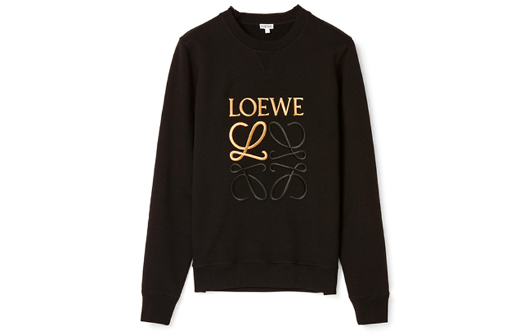LOEWE Anagram Logo Embroidered Cotton Pullover Sweatshirt Black H526341XA1-1100