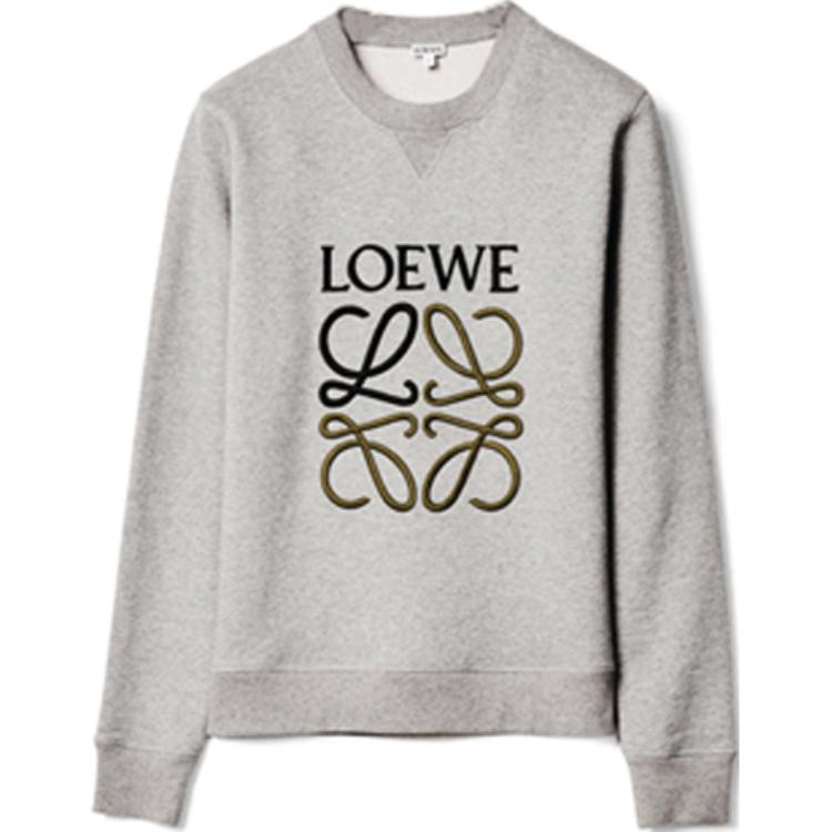 LOEWE Anagram Logo Embroidered Cotton Pullover Sweatshirt Grey H526341XA1-1440