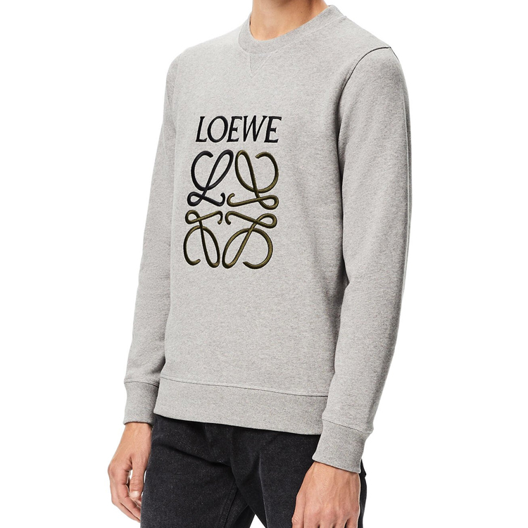 Shop Sudadera Gris de Algodón Bordada con Logo Anagrama de LOEWE H526341XA1-1440