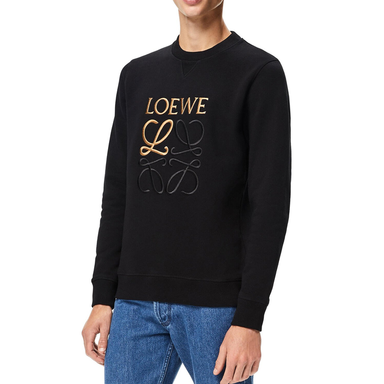 Purchase LOEWE Anagram Logo Sweatshirt Hitam Bordir Kapas. H526341XA1-1100