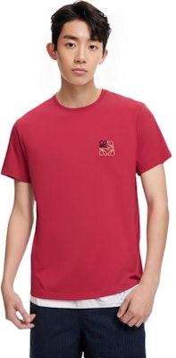 LOEWE Anagram Logo Baju-T Merah Kapas Lengan Pendek Crewneck. H526341XAI-7100 Purchase LOEWE Anagram Logo Baju-T Merah Kapas Lengan Pendek Crewneck. H526341XAI-7100