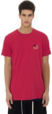 LOEWE Anagram Logo Baju-T Merah Kapas Lengan Pendek Crewneck. H526341XAI-7100 Cheap LOEWE Anagram Logo Baju-T Merah Kapas Lengan Pendek Crewneck. H526341XAI-7100