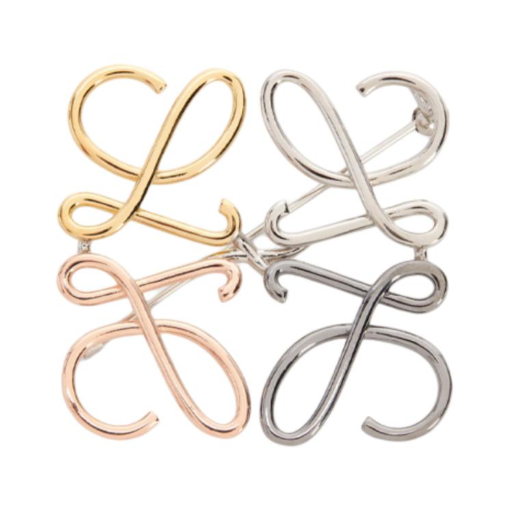 LOEWE Anagram Metal Brass Unisex Brooch, Couple Design, 4 Colors. J000245X10-9486