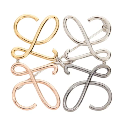 LOEWE Anagram Metal Brass Unisex Brooch, Couple Design, 4 Colors. J000245X10-9486