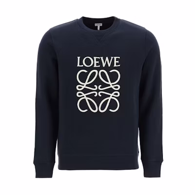 LOEWE Anagram Navy Blue Cotton Embroidered Logo Crewneck Sweatshirt H526Y24J02-5110
