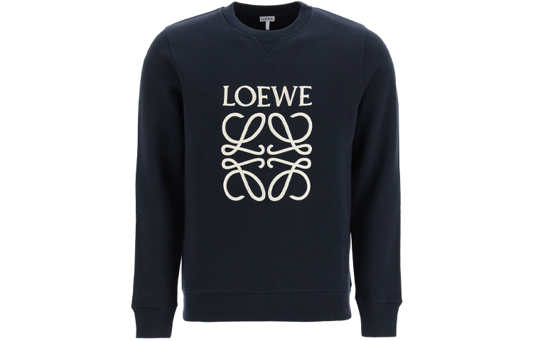 Order LOEWE Anagram 海军蓝刺绣标志纯棉圆领卫衣 H526Y24J02-5110