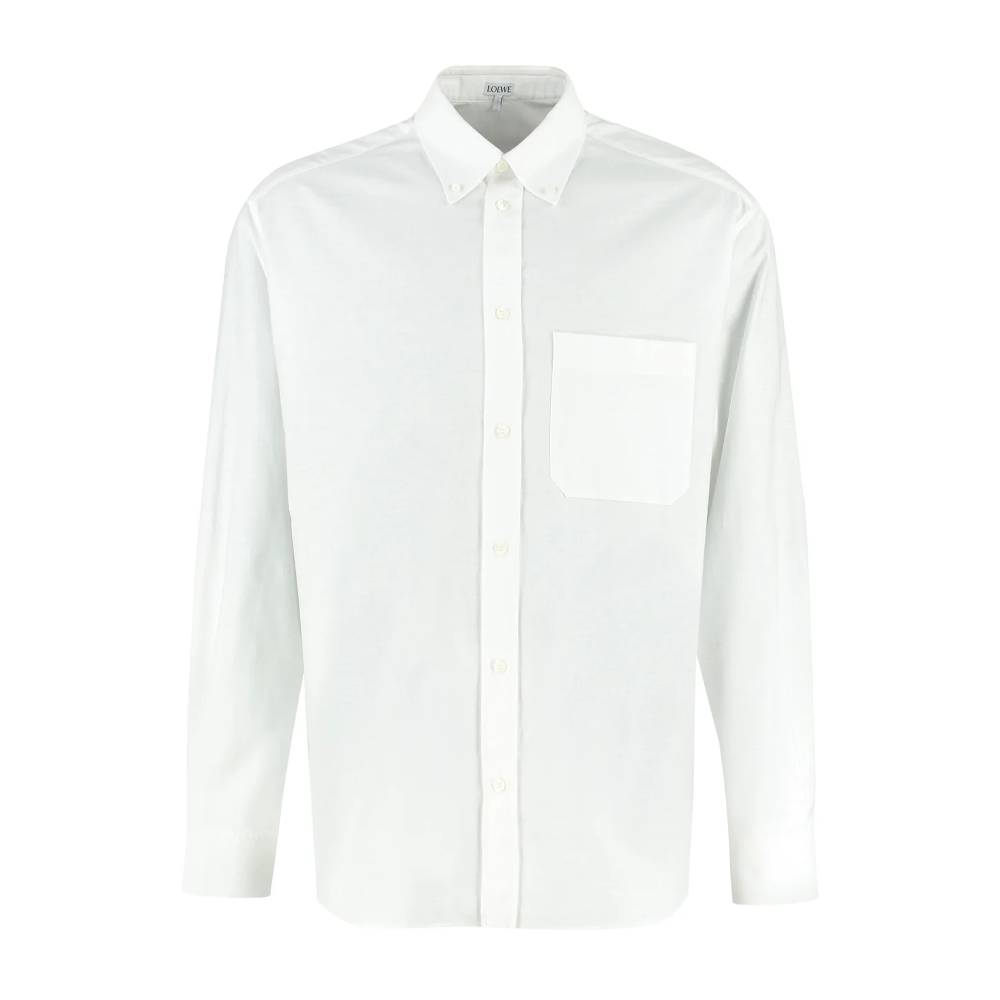 LOEWE Anagram Oxford Long Sleeve Shirt White with Front Pocket. H526Y05W38-2100