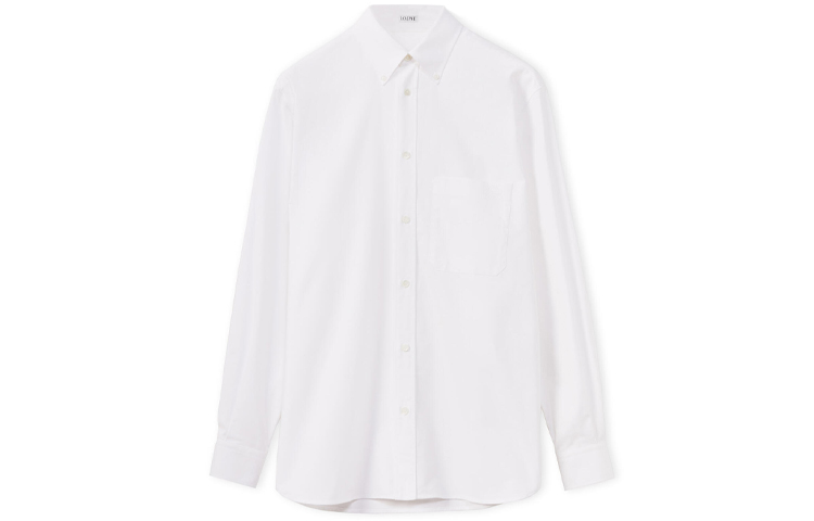 Order ロエベ アナグラム オックスフォード 長袖シャツ ホワイト フロントポケット付き H526Y05W38-2100