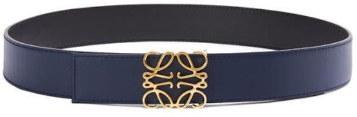 LOEWE Anagram Smooth Leather Belt Black Blue Gold 4cm Wide. 51501010-5533 Lookbook LOEWE Anagram Smooth Leather Belt Black Blue Gold 4cm Wide. 51501010-5533