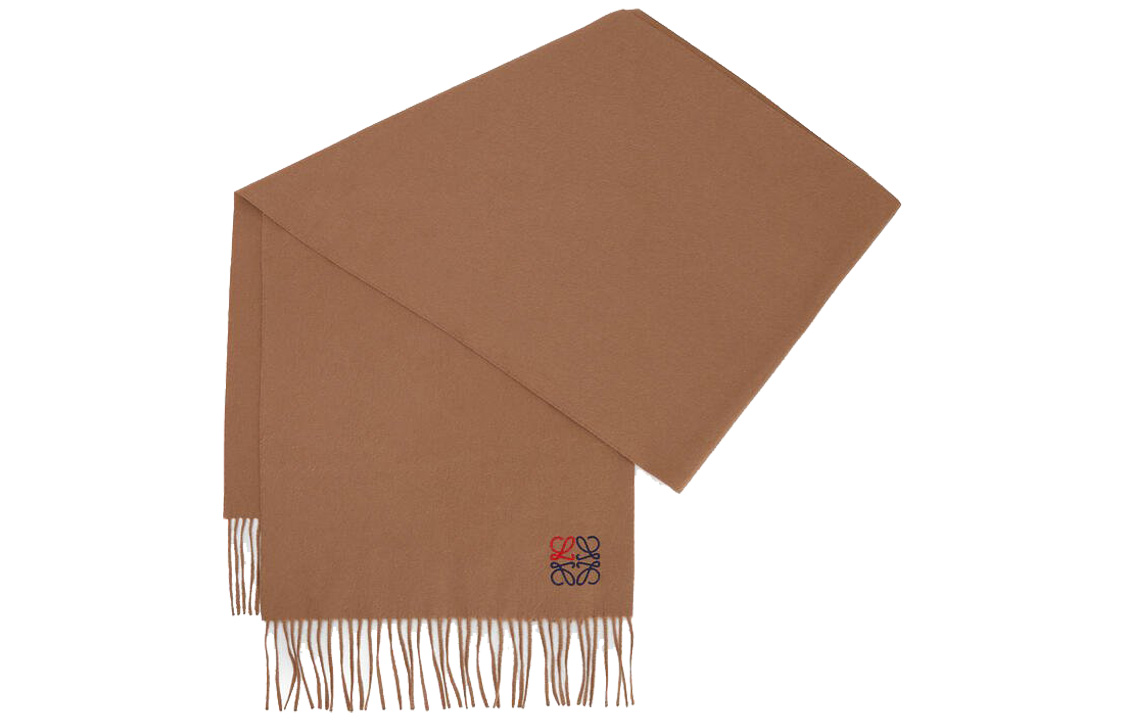 Lookbook LOEWE Anagram 羊毛羊絨圍巾 男女適用 咖啡棕色 F000914X04-3150