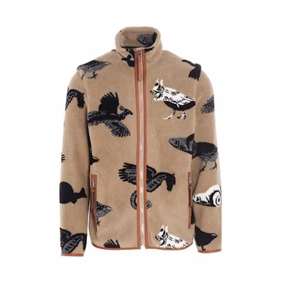 LOEWE Animal Print Zip Fleece Jacket Khaki H526330X64-4216