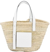 LOEWE Basket Bag in Palm Leaf and Calfskin Natural/White LOEWE Basket Bag in Palm Leaf and Calfskin Natural/White