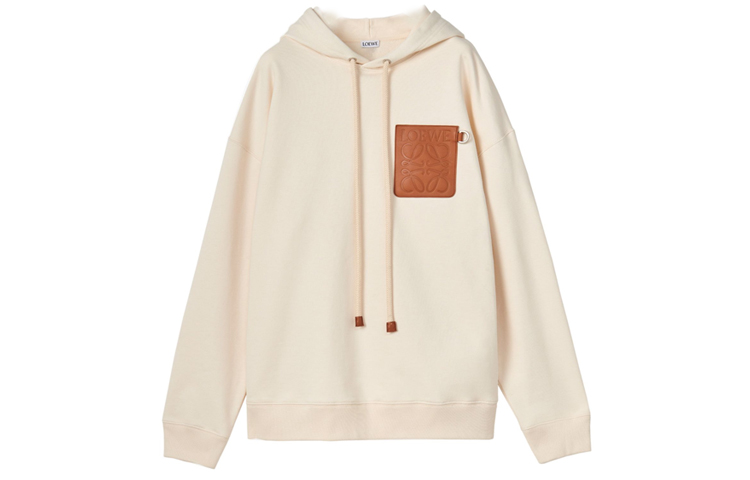 LOEWE Beige Leather Patchwork Hoodie LOEWE-H526Y25X15