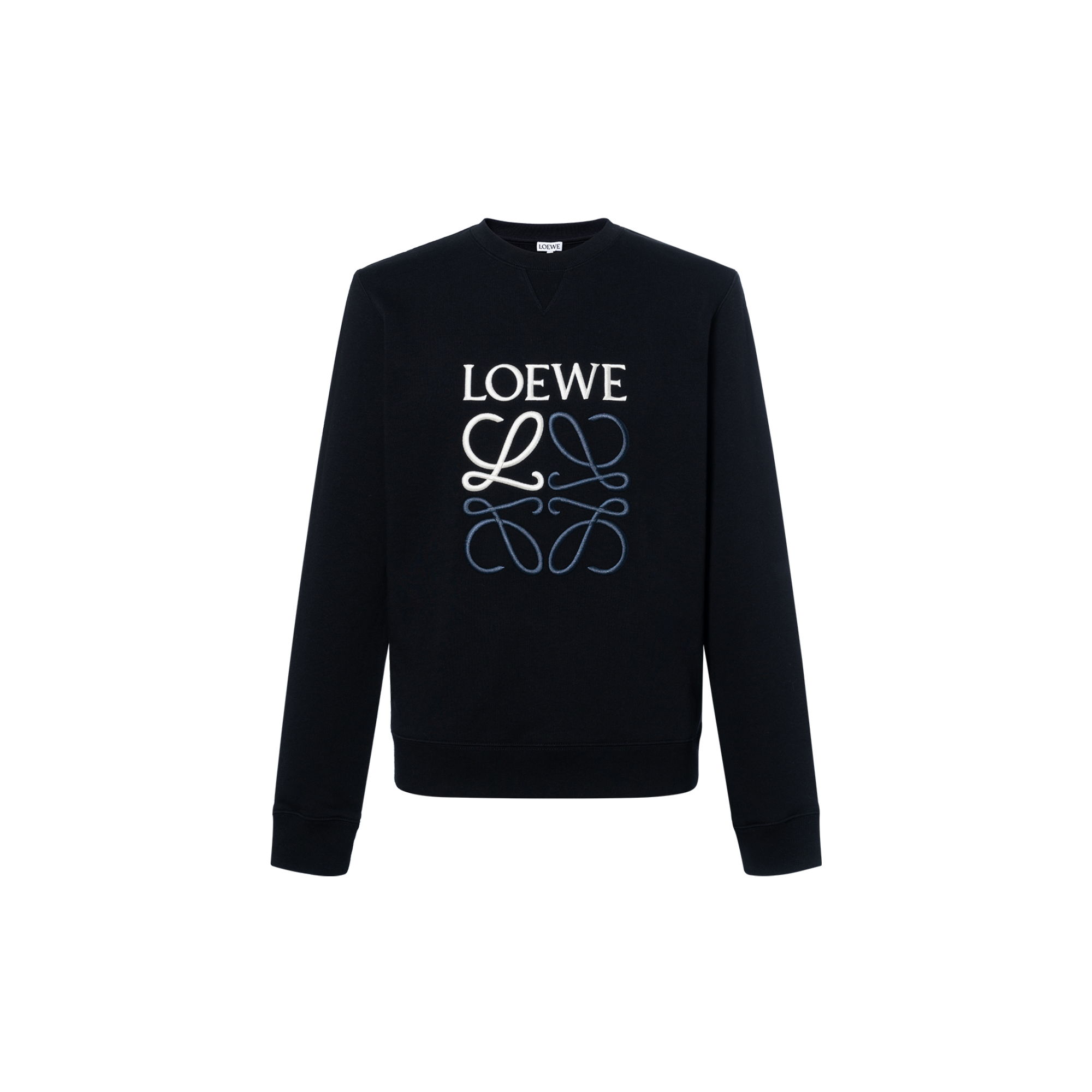LOEWE Black Cotton Crewneck Embroidered Logo Sweatshirt. H526Y24J07-1100