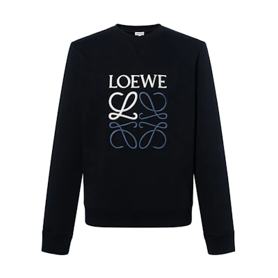 LOEWE Black Cotton Crewneck Embroidered Logo Sweatshirt. H526Y24J07-1100