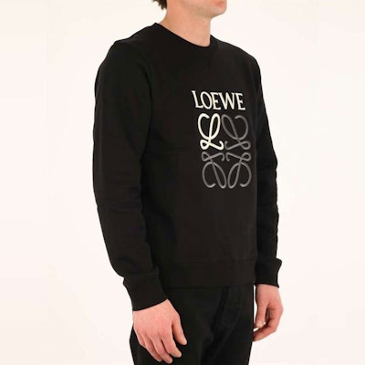 LOEWE Black Cotton Crewneck Embroidered Logo Sweatshirt. H526Y24J07-1100 Sizing LOEWE Black Cotton Crewneck Embroidered Logo Sweatshirt. H526Y24J07-1100