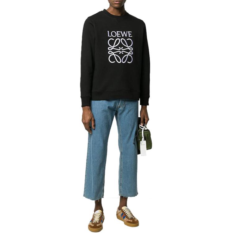 Lookbook LOEWE 男士黑色刺绣Logo圆领卫衣 H6109900CR-1100