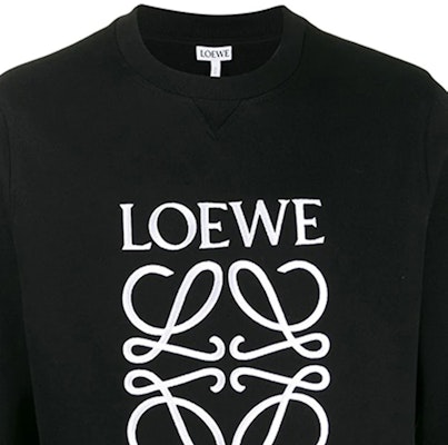 LOEWE Black Crewneck Sweatshirt with Logo Embroidery for Men H6109900CR-1100 Details for LOEWE Black Crewneck Sweatshirt with Logo Embroidery for Men H6109900CR-1100