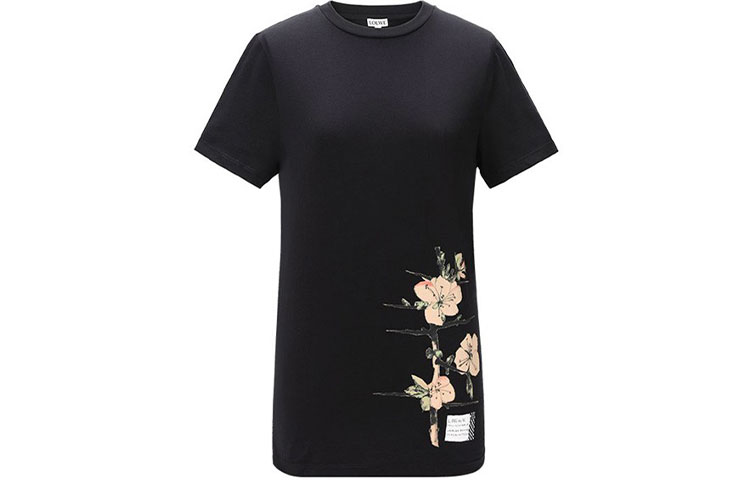 LOEWE Black Floral Print Crew Neck T-Shirt H6199470CR-1100