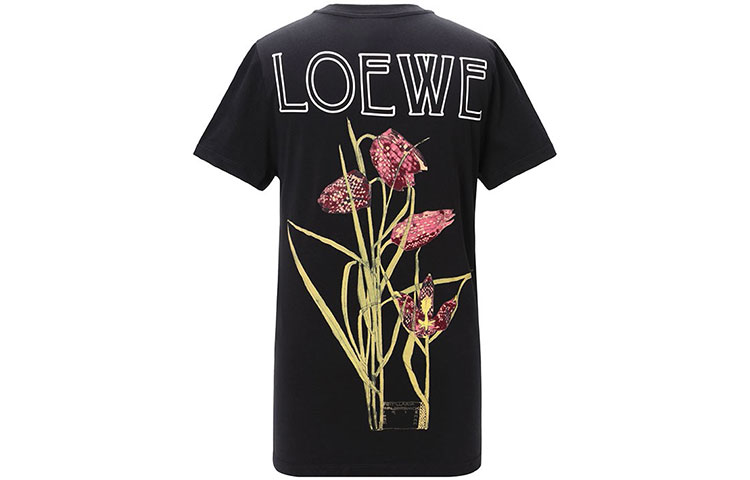 Lookbook LOEWE 黑色花卉印花圓領T恤 H6199470CR-1100