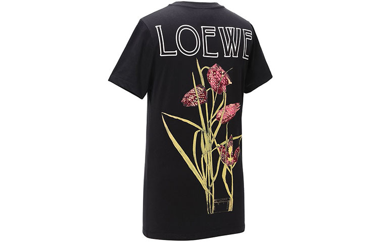 Purchase LOEWE 黑色花卉印花圓領T恤 H6199470CR-1100