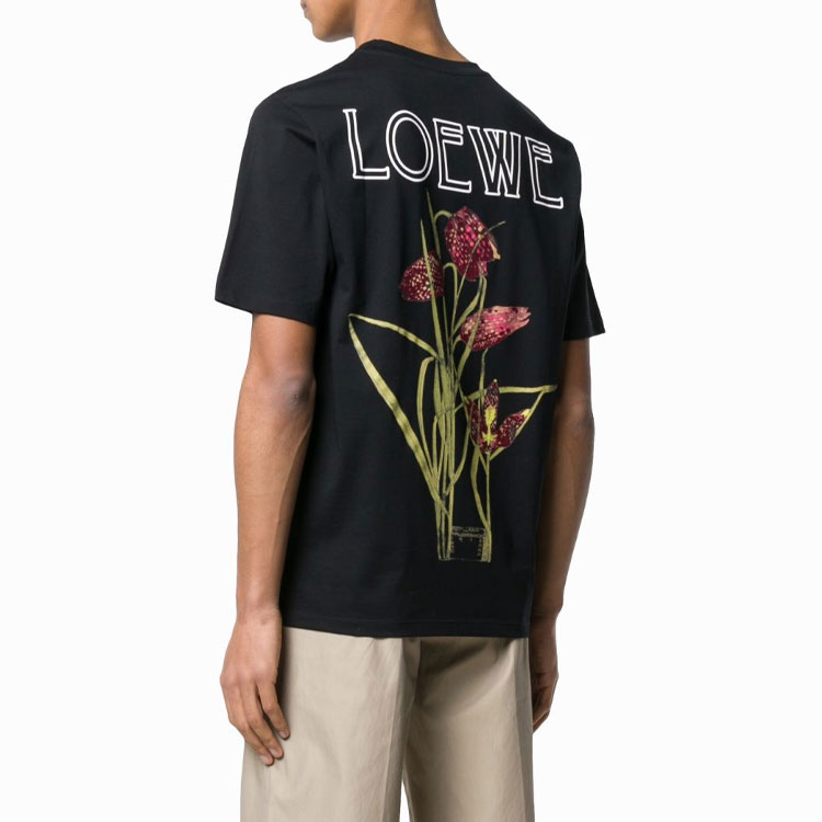 Sizing LOEWE 黑色花卉印花圓領T恤 H6199470CR-1100
