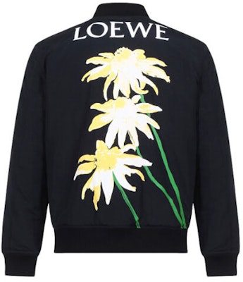 LOEWE Black Jacket with Solid Color and Daisy Letter Print Back H2108900PO-1100 Lookbook LOEWE Black Jacket with Solid Color and Daisy Letter Print Back H2108900PO-1100
