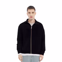 Shop LOEWE 黑色立領拉鍊針織外套 H526333X82-1100