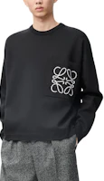 LOEWE Black Loose Fit Crewneck Long Sleeve Sweatshirt with Pocket H526Y14KKI-1102 LOEWE Black Loose Fit Crewneck Long Sleeve Sweatshirt with Pocket H526Y14KKI-1102