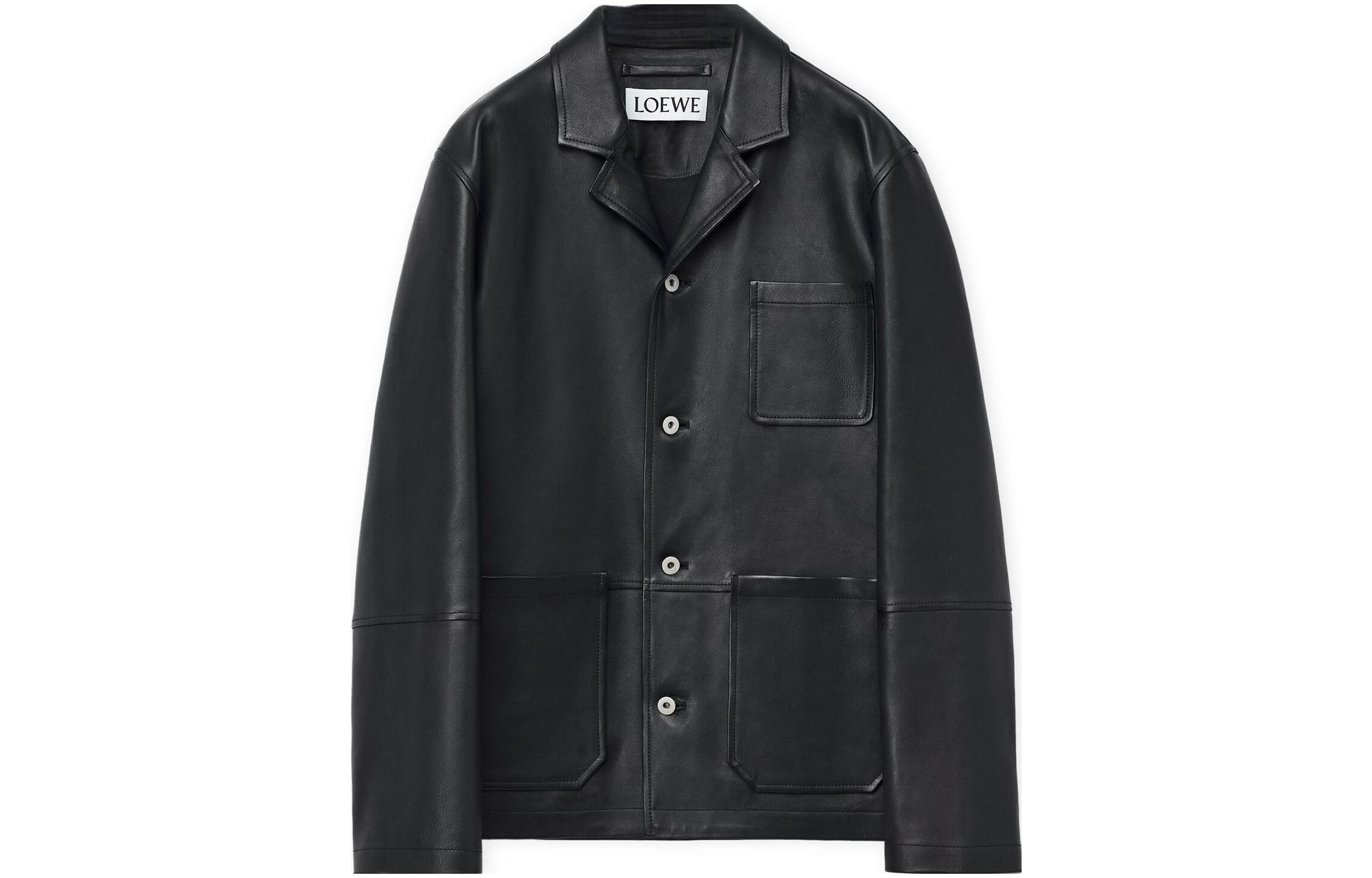 LOEWE Black Nappa Leather Jacket with Button Closure and Collar H526Y19L96-9602