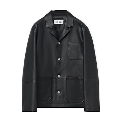 LOEWE Black Nappa Leather Jacket with Button Closure and Collar H526Y19L96-9602