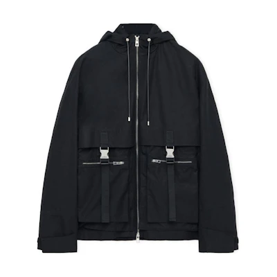 LOEWE Black Solid Color Hooded Zip-Up Casual Jacket H526Y02W641100