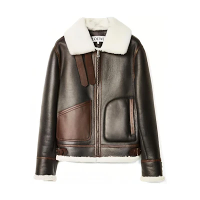 LOEWE Black Solid Color Pilot Collar Long Sleeve Jacket H526330XAH-1102