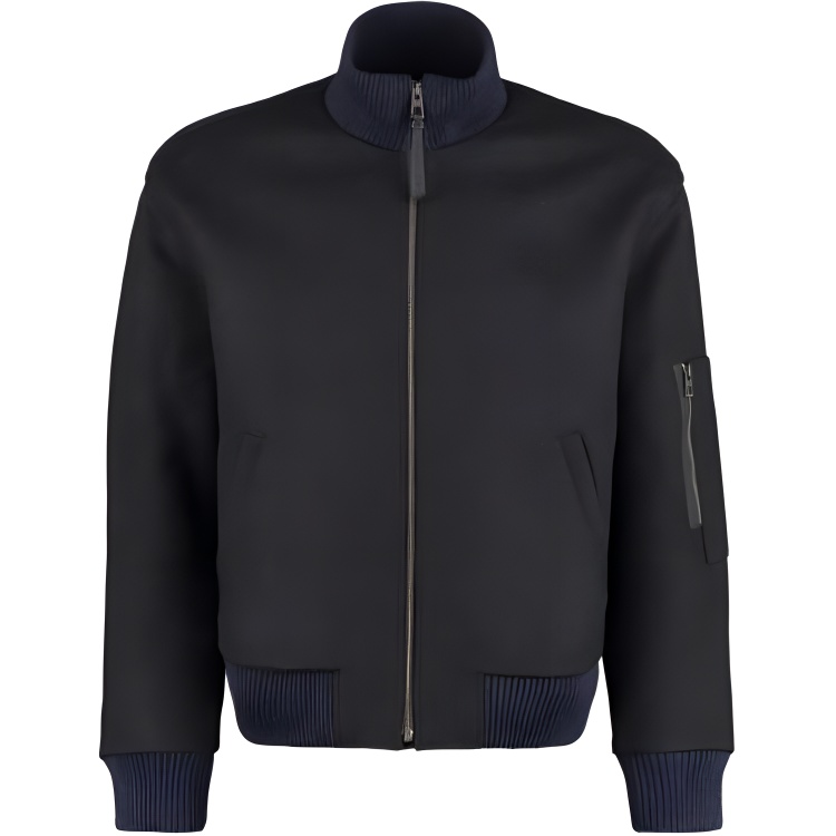 LOEWE Black Stand Collar Jacket with Side Zipper Pocket H526Y03W27-1100