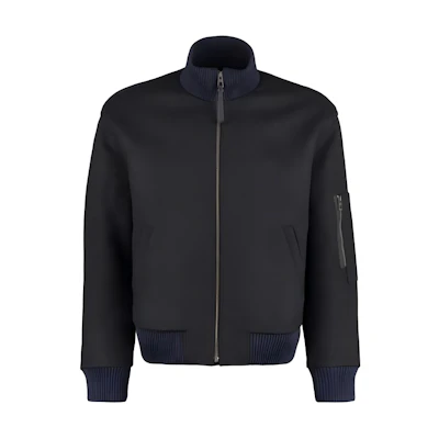 LOEWE Black Stand Collar Jacket with Side Zipper Pocket H526Y03W27-1100