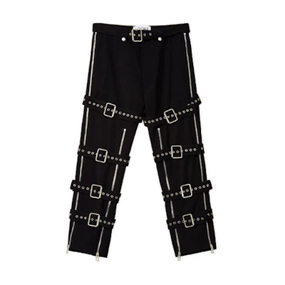 LOEWE Black Wool Tapered Pants with Metallic Accents H526Y04X04-1100